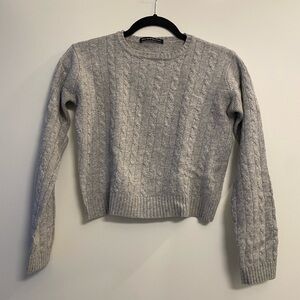 Brandy Melville Gray Cable Knit Cropped Wool Sweater